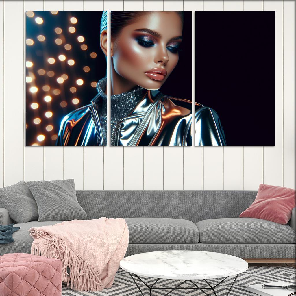 Reflective Surfaces Metallic And Glossy Textures Multi-panel Paintings