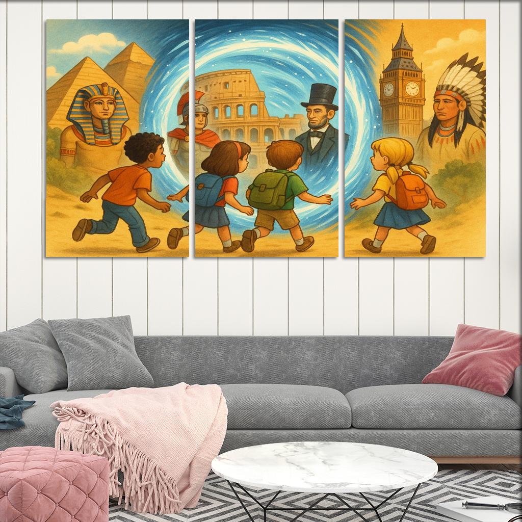 Time Travelers - History Adventure Framed Paintings