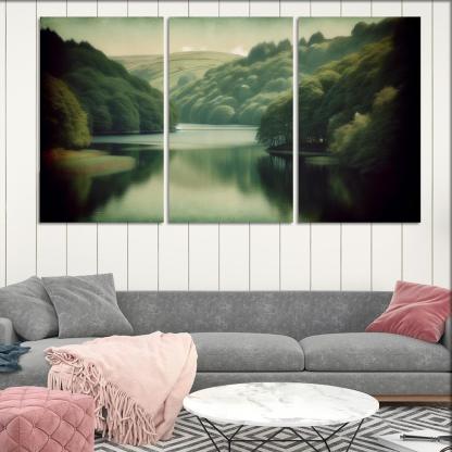The Serene Vista Of Calm Lake Custom Paintings Frame