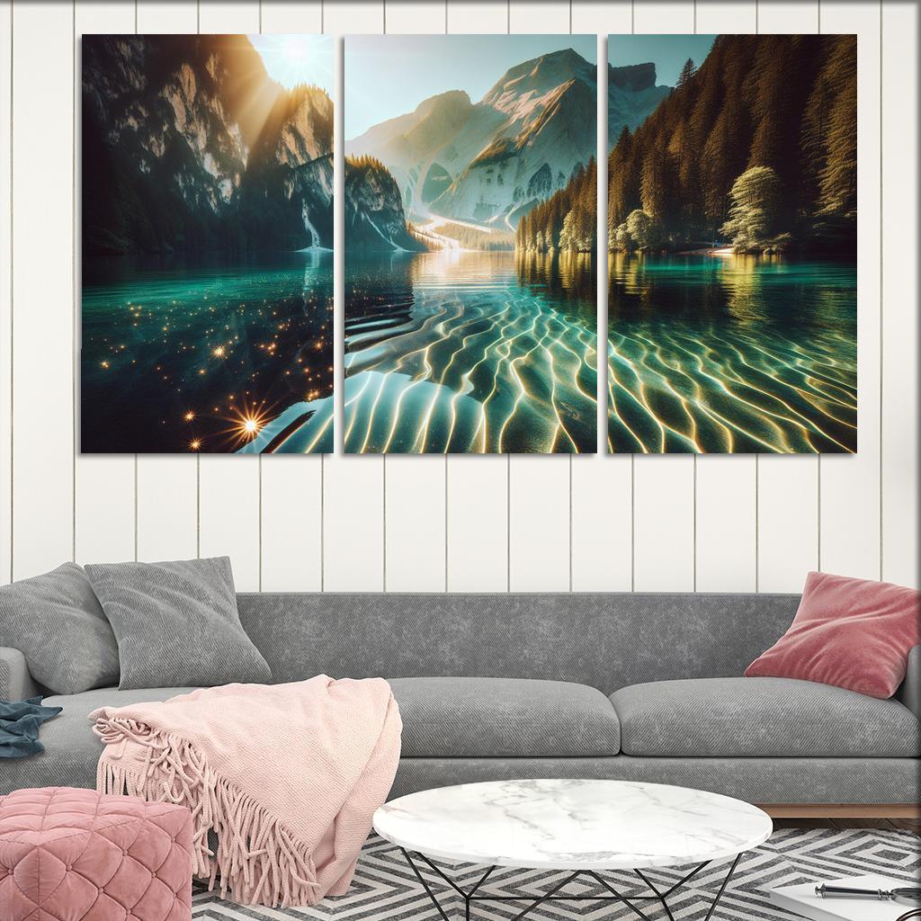 The Shimmering Surface Of Crystal Lake Custom Paintings Frame