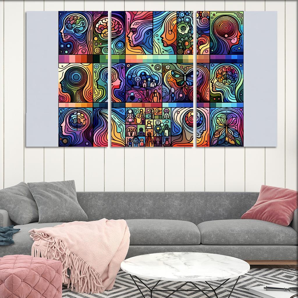 Awakening Awareness Mental Health Advocacy Through Art Multi-panel Paintings