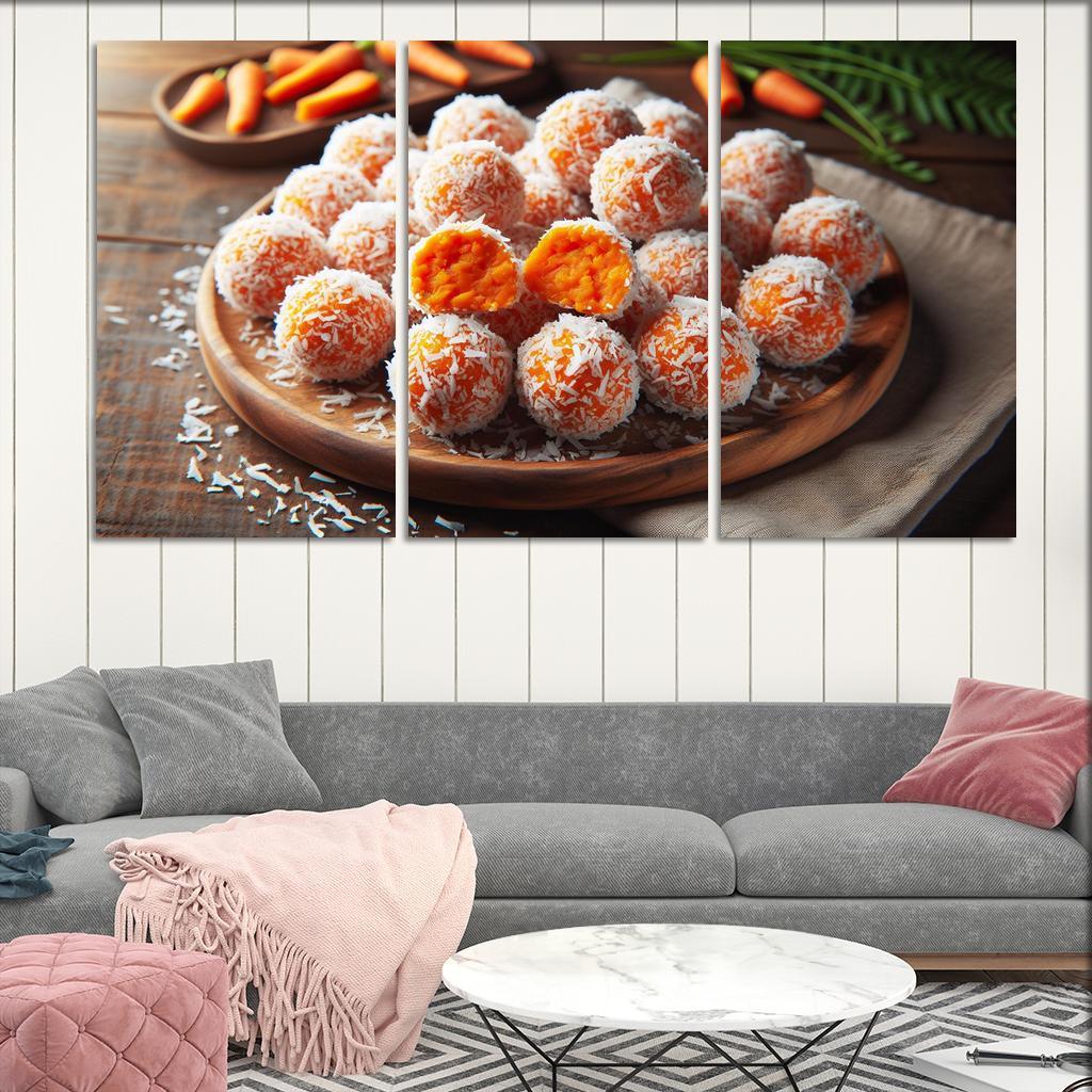 Carrot Cake Energy Bites 3 Piece HD Canvas Wall Art-Original Frame