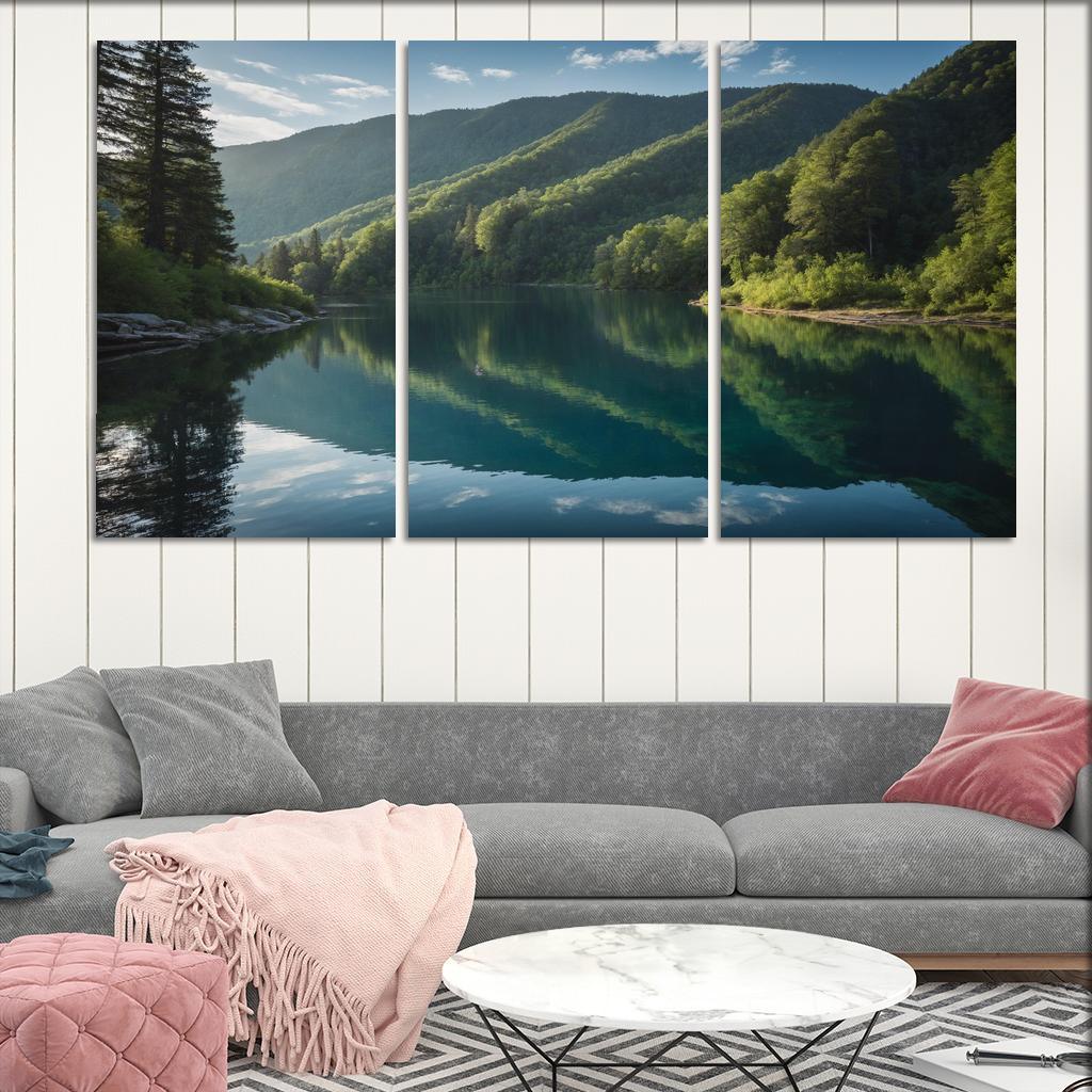 The Mesmerizing View Of Crystal Blue Lakes Oil Paintings Frame