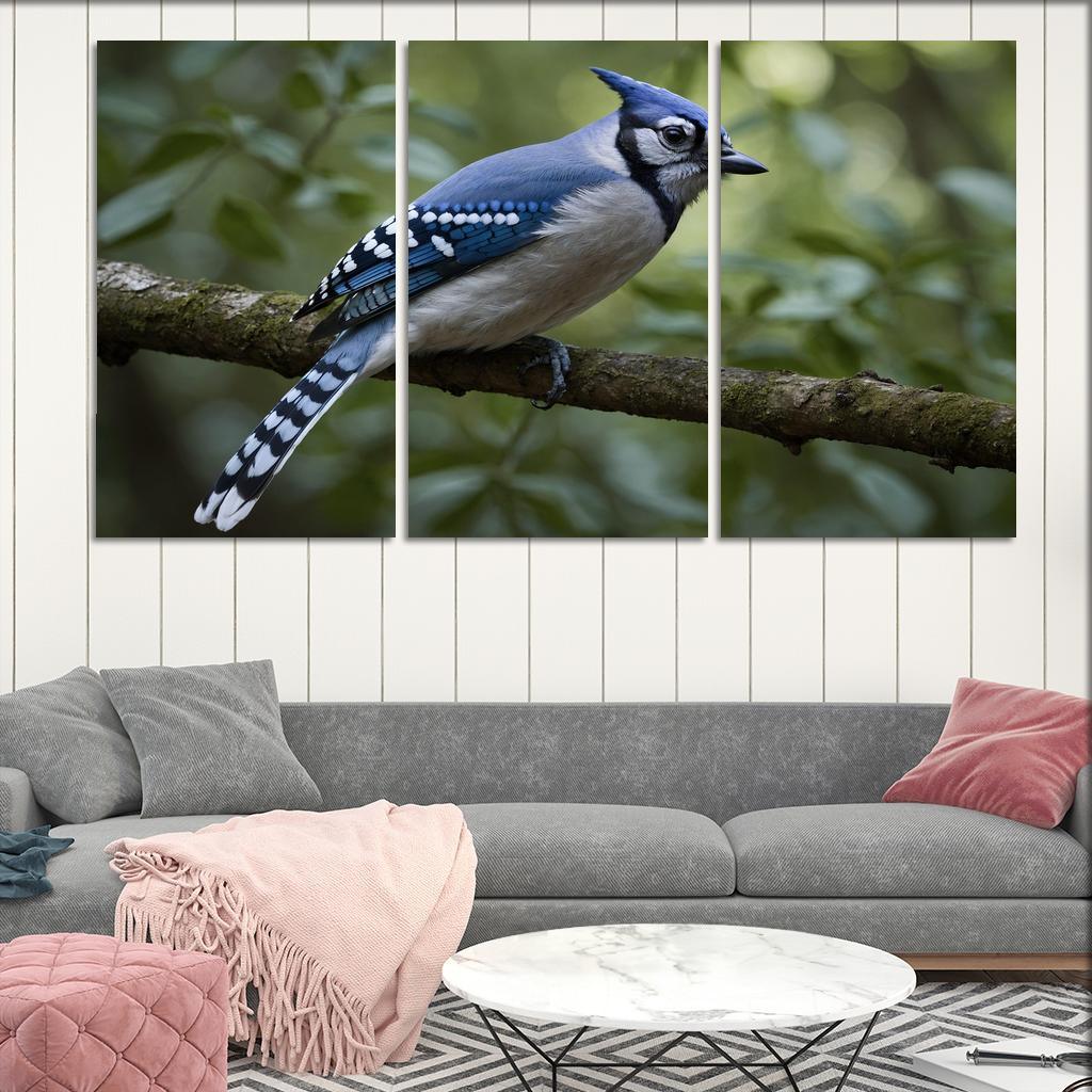 The Elegant Blue Jay In The Forest Framed Paintings