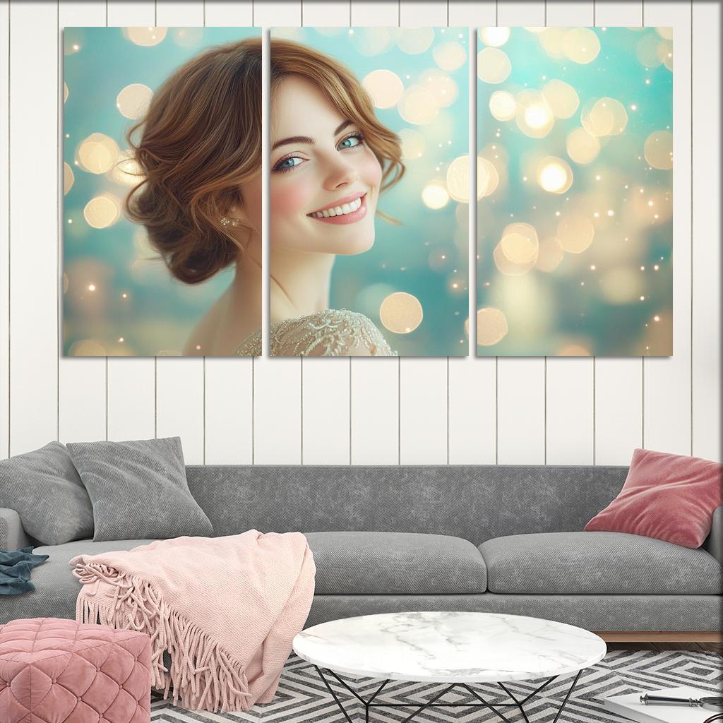 Emma Stone Shining Bright In The La La Land Of Dreams Framed Paintings