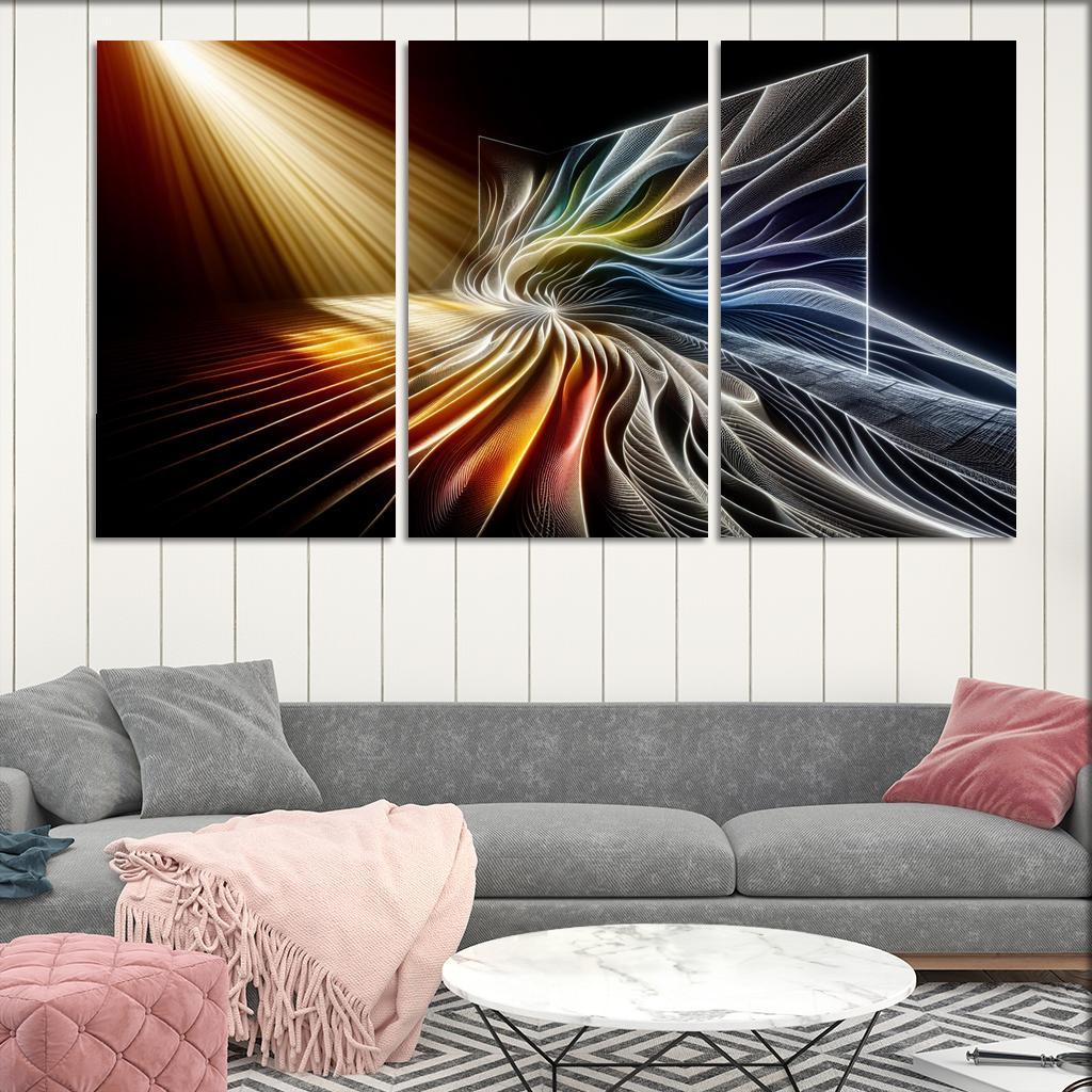 Choreography of Light and Shadow 3 Piece HD Canvas Wall Art-Original Frame