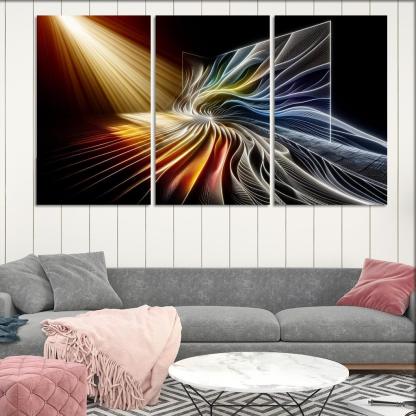 Choreography of Light and Shadow 3 Piece HD Canvas Wall Art-Original Frame