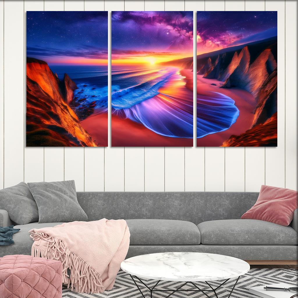 Sunset Palisade Beach Modern Paintings Frame