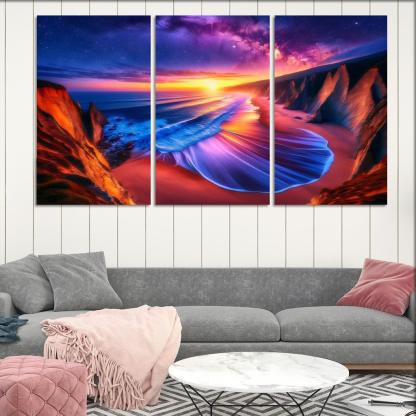 Sunset Palisade Beach Modern Paintings Frame