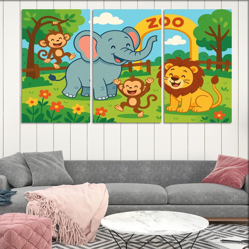 Zoo Friends - Animal Companions Framed Paintings
