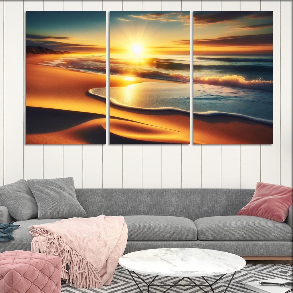 Golden Horizon Sunrise Spectacle Custom Paintings Frame