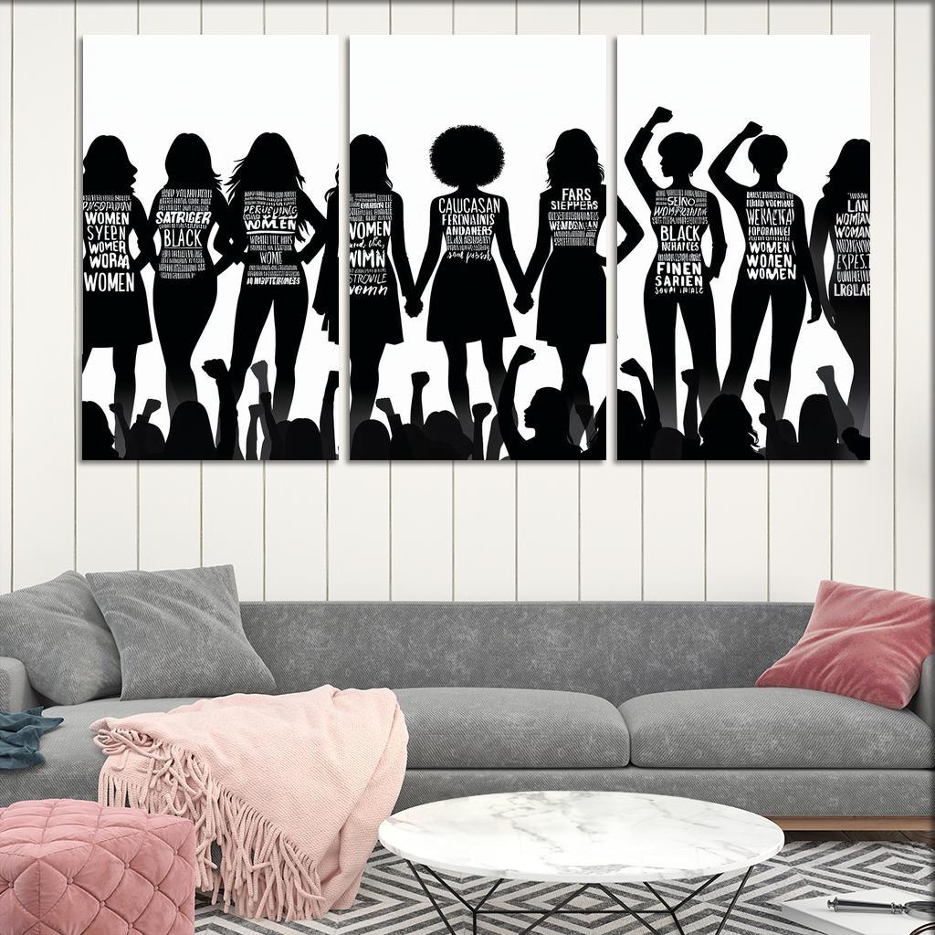 Voices of Change Empowering Women through Art 3 Piece HD Canvas Wall Art-Original Frame