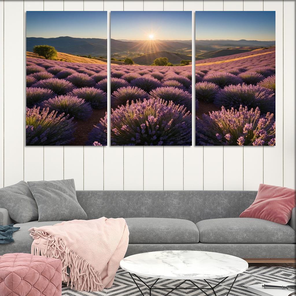 The Serene Valley Of Lavender Blooms Multi-panel Paintings