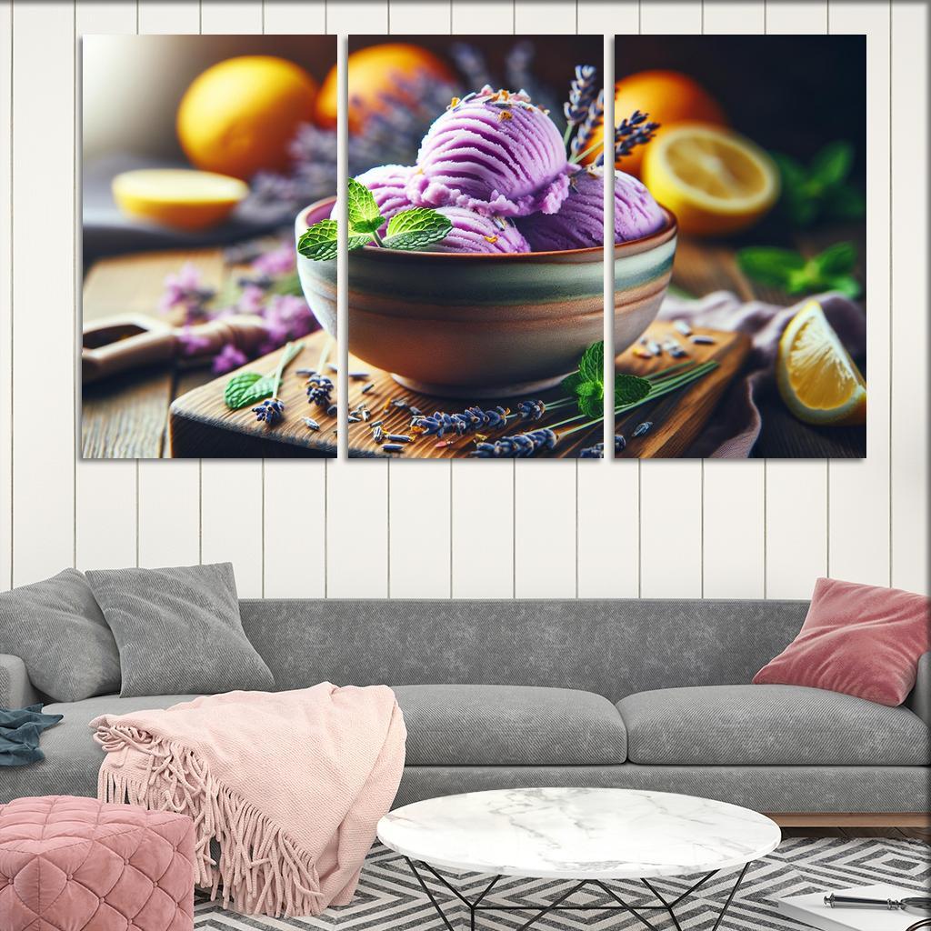 Lavender Lemonade Sorbet 3 Piece HD Canvas Wall Art-Original Frame