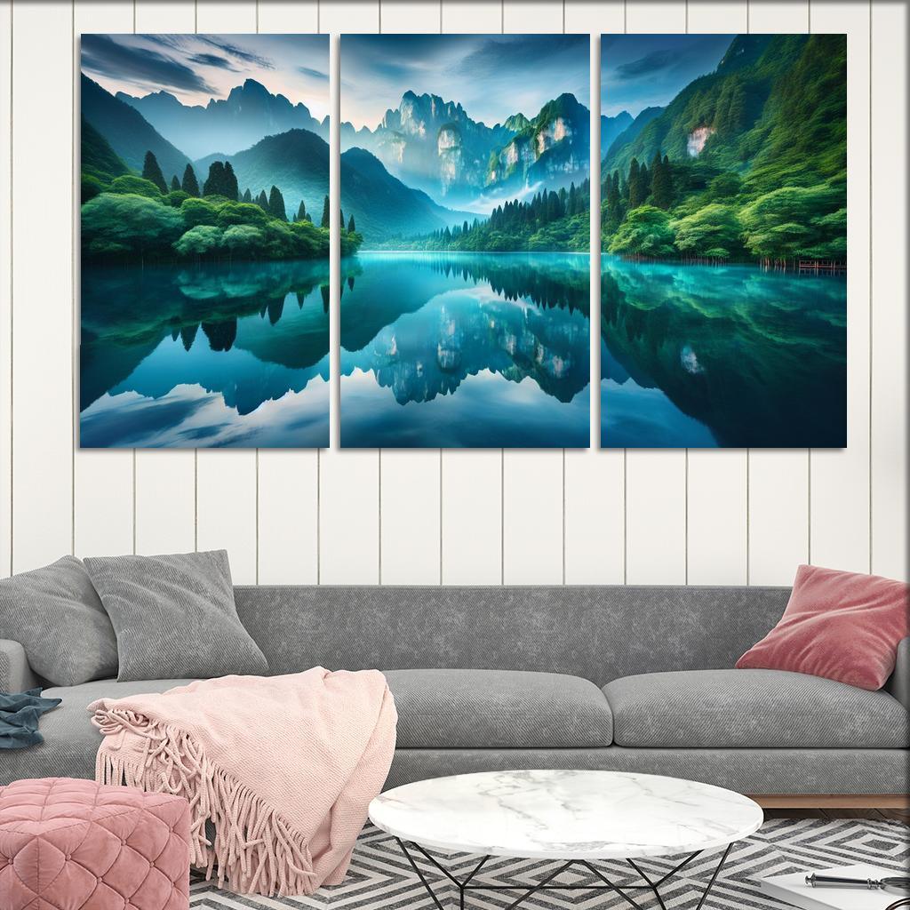 The Tranquil Embrace Of Silent Lake Custom Paintings Frame