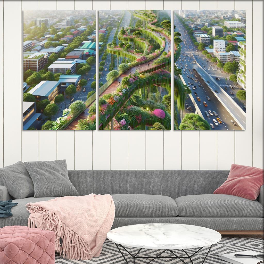 Elevated Green Walkways Custom Paintings Frame