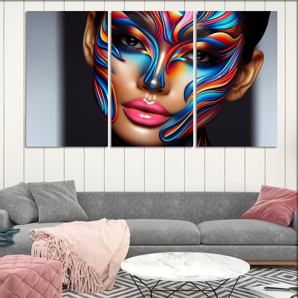 Sculptural Makeup Artistic Beauty Statements Multi-panel Paintings