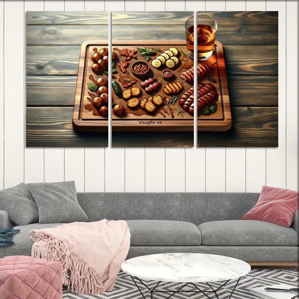 Artisan Wood Serving Board 3 Piece HD Canvas Wall Art-Original Frame