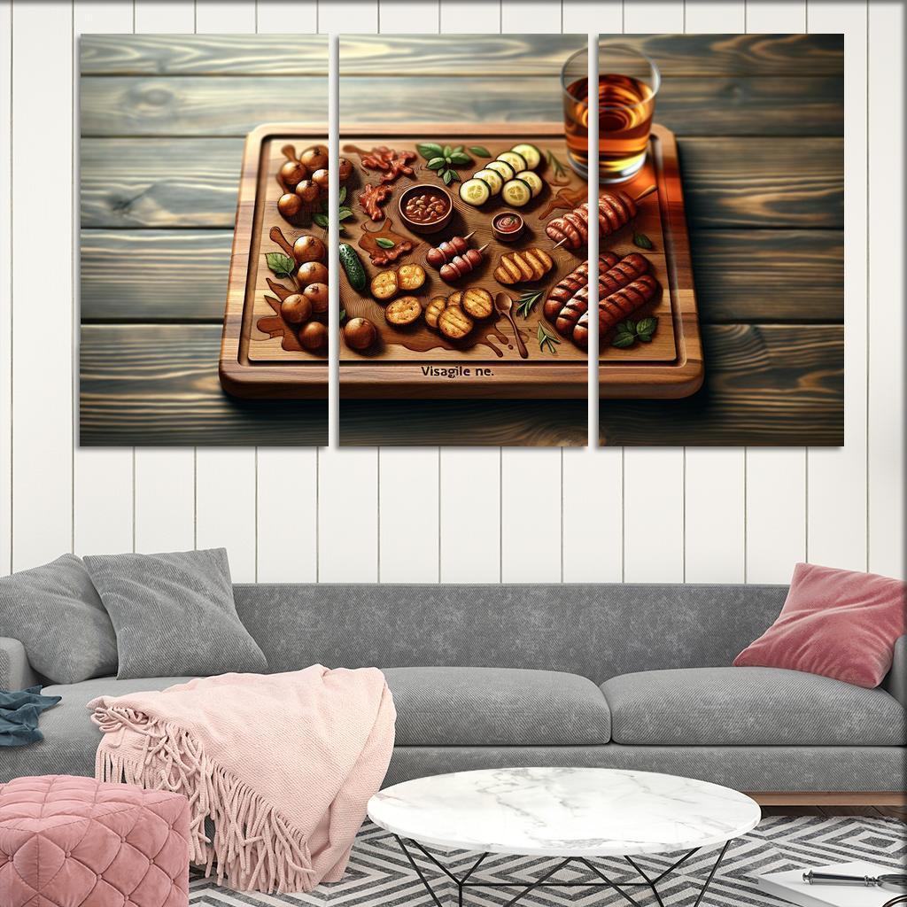 Artisan Wood Serving Board 3 Piece HD Canvas Wall Art-Original Frame
