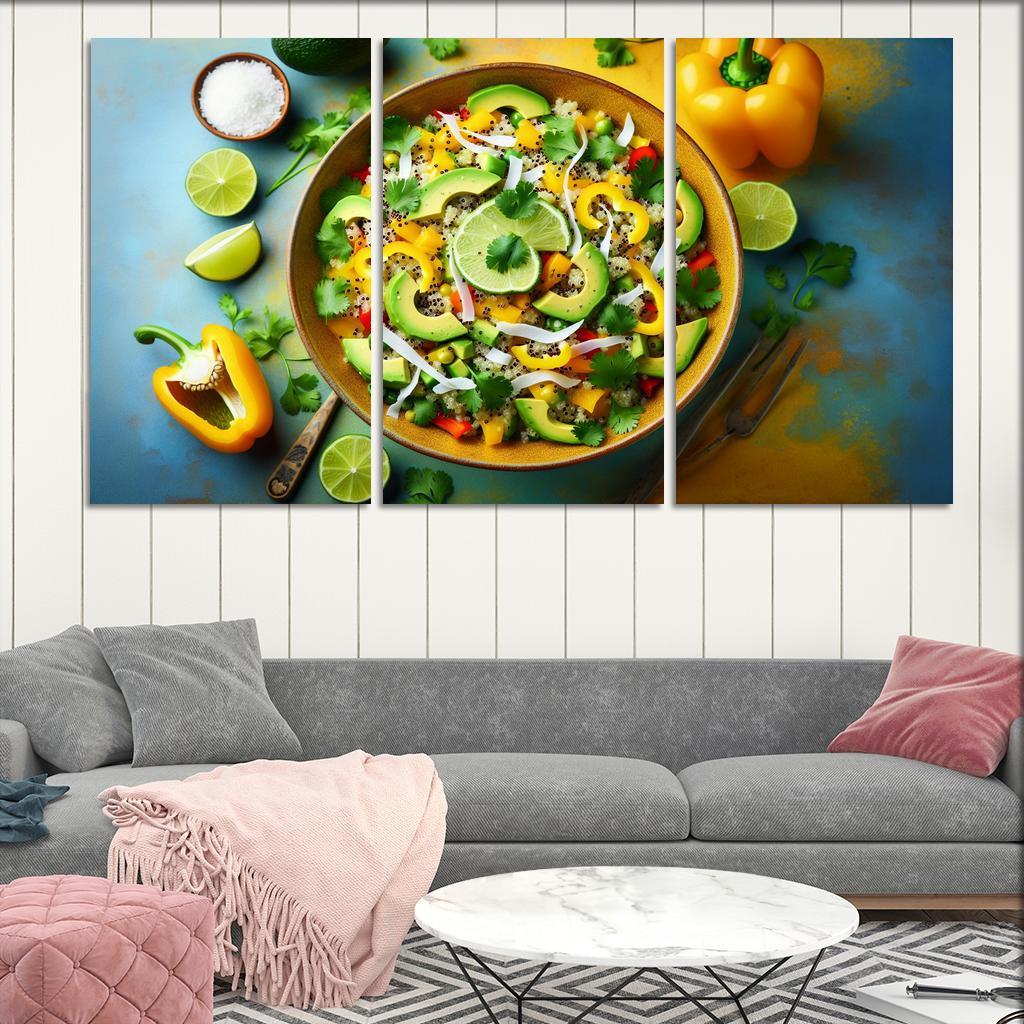 Coconut Lime Quinoa Salad 3 Piece HD Canvas Wall Art-Original Frame