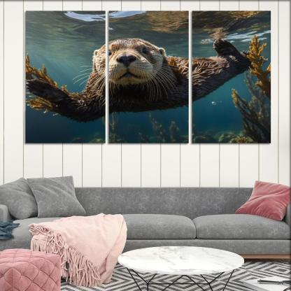 The Playful Sea Otter Ocean's Fluffy Clown Premium Artwork Frames