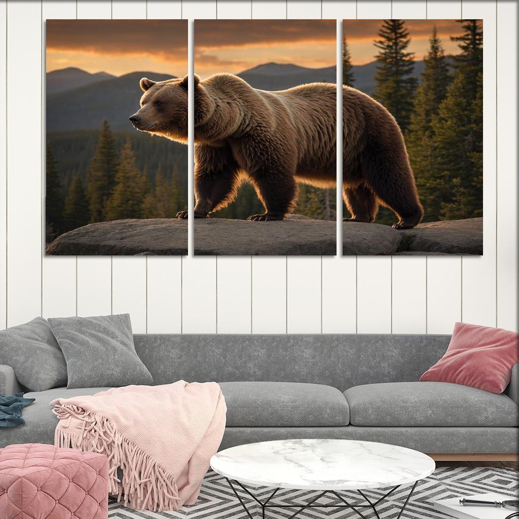The Imposing Grizzly Bear In The Wilderness Canvas Paintings Frame