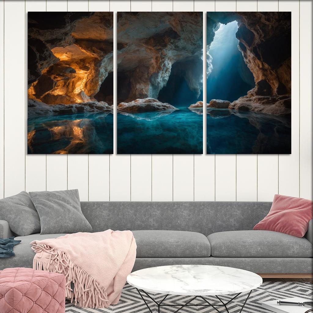 The Crystal Caves Of Misty Hollow Modern Paintings Frame