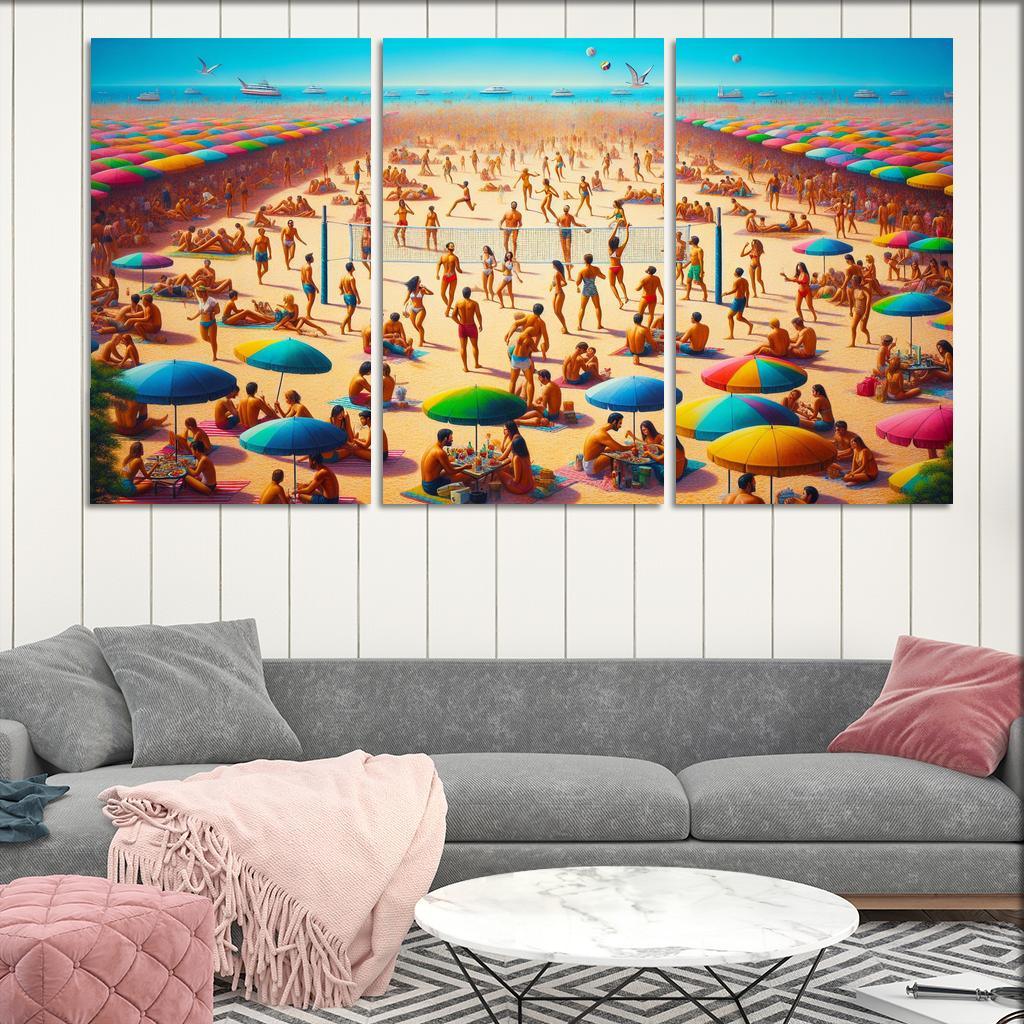 Sunny Retreat Vibrant Beach Life Abstract Paintings Frame