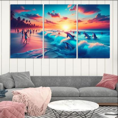 Cerulean Bliss Sunset And Wildlife Watching Premium Artwork Frames