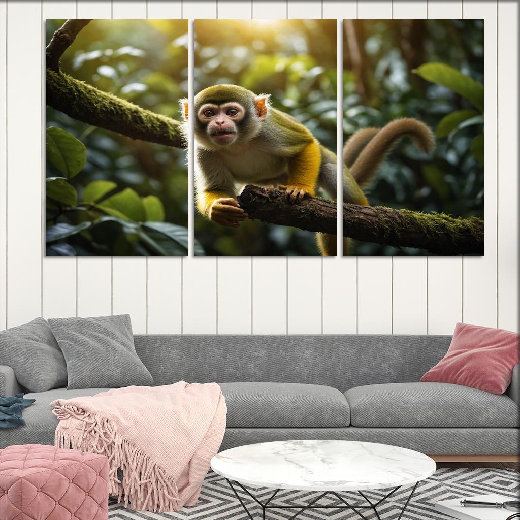 The Playful Squirrel Monkey Agile Acrobat Of The Forest Oil Paintings Frame
