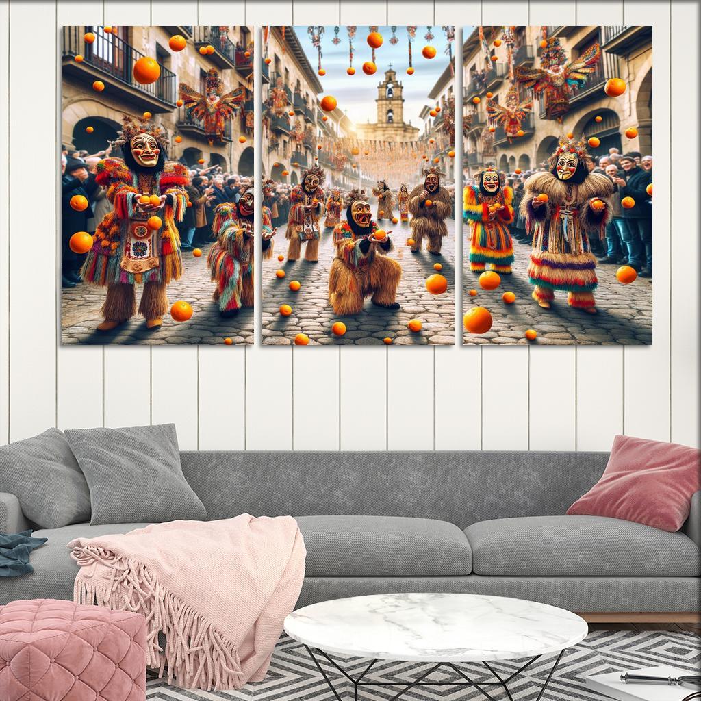 Carnival Of Binche - Belgium Modern Paintings Frame