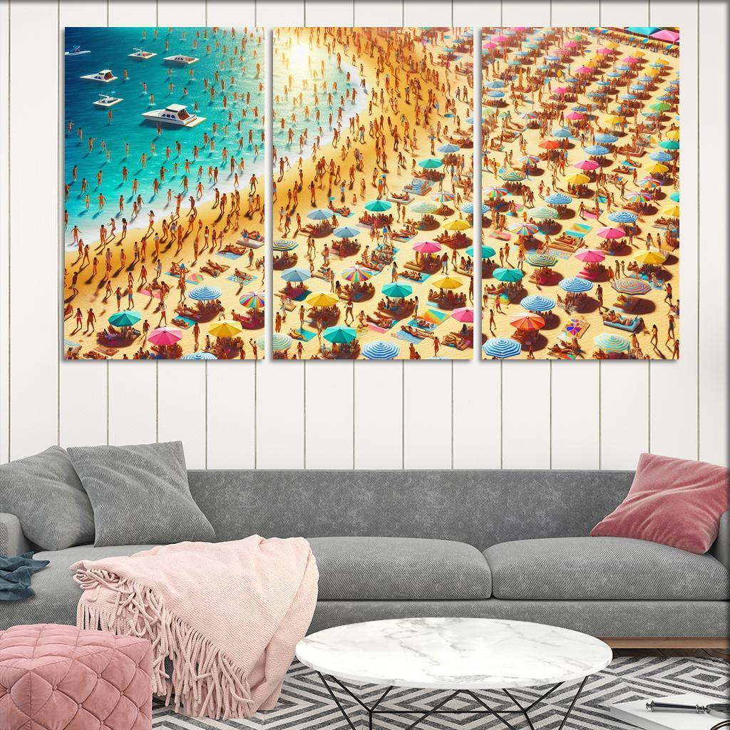 Sunny Isle Vibrant Beach Party Hub Premium Artwork Frames