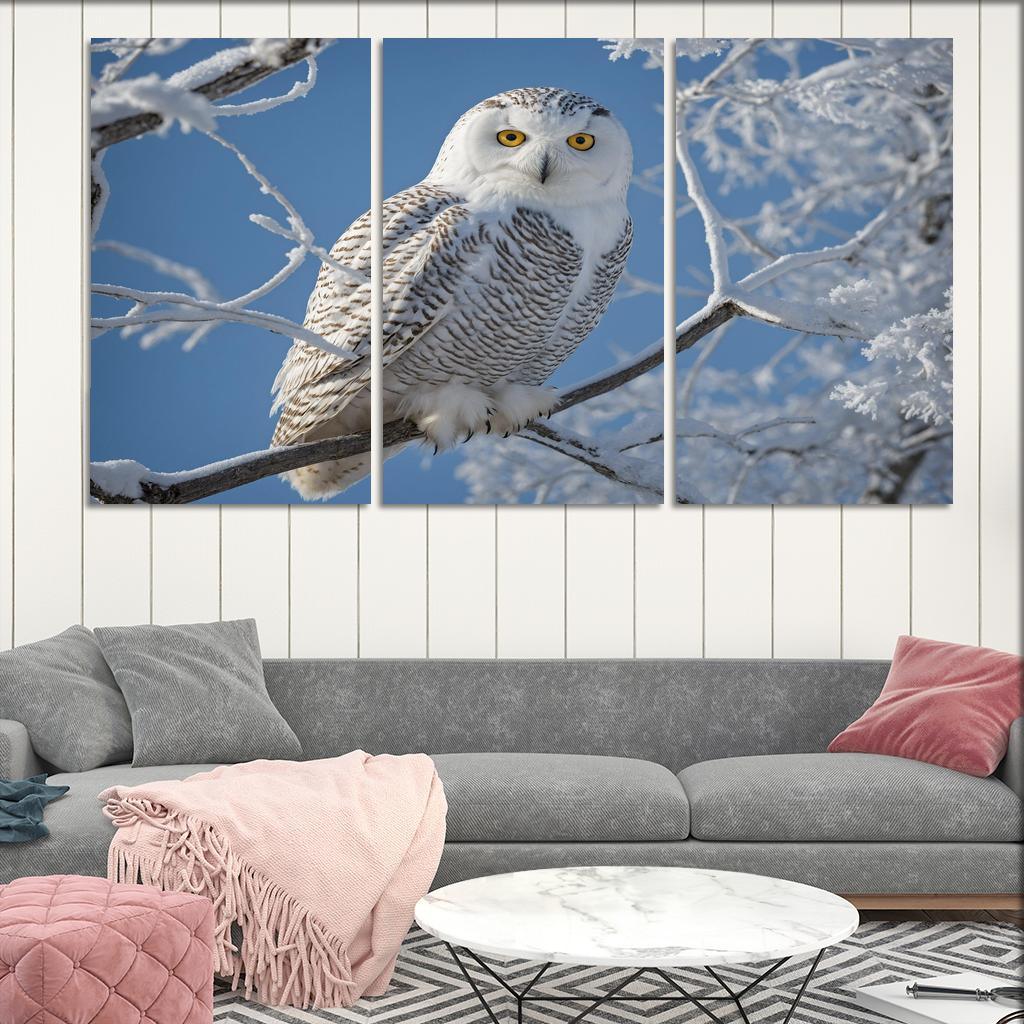The Enchanting Snowy Owl In The Arctic Canvas Paintings Frame