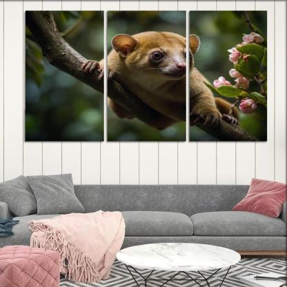 The Exotic Kinkajou In The Rainforest Canopy Framed Paintings