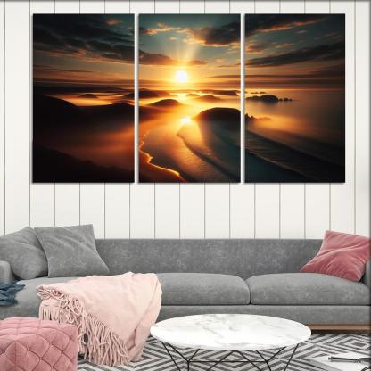 Morning Mist Beach Serene Sunrises Custom Paintings Frame