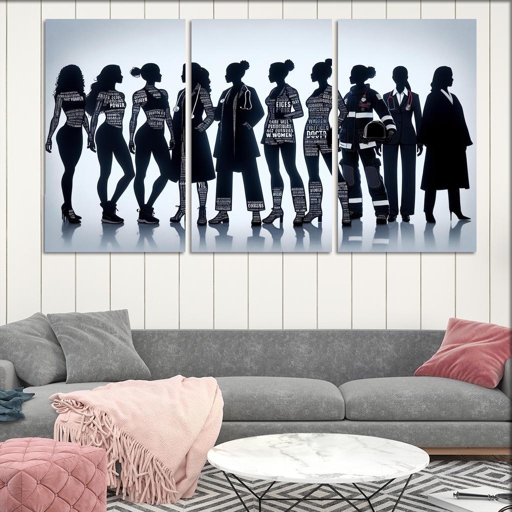 Voices of Change Empowering Women through Art 3 Piece HD Canvas Wall Art-Original Frame