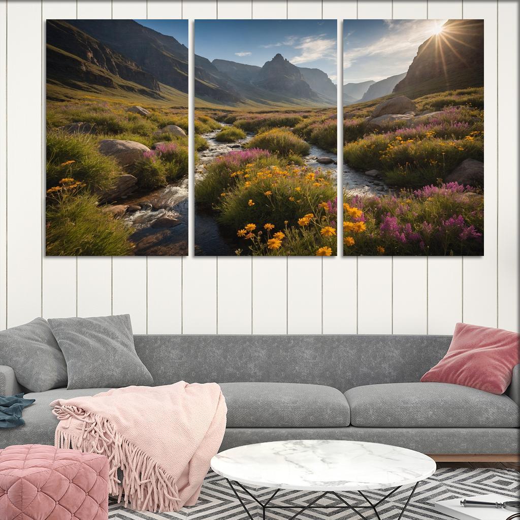 The Rugged Charm Of Mountain Valley Multi-panel Paintings