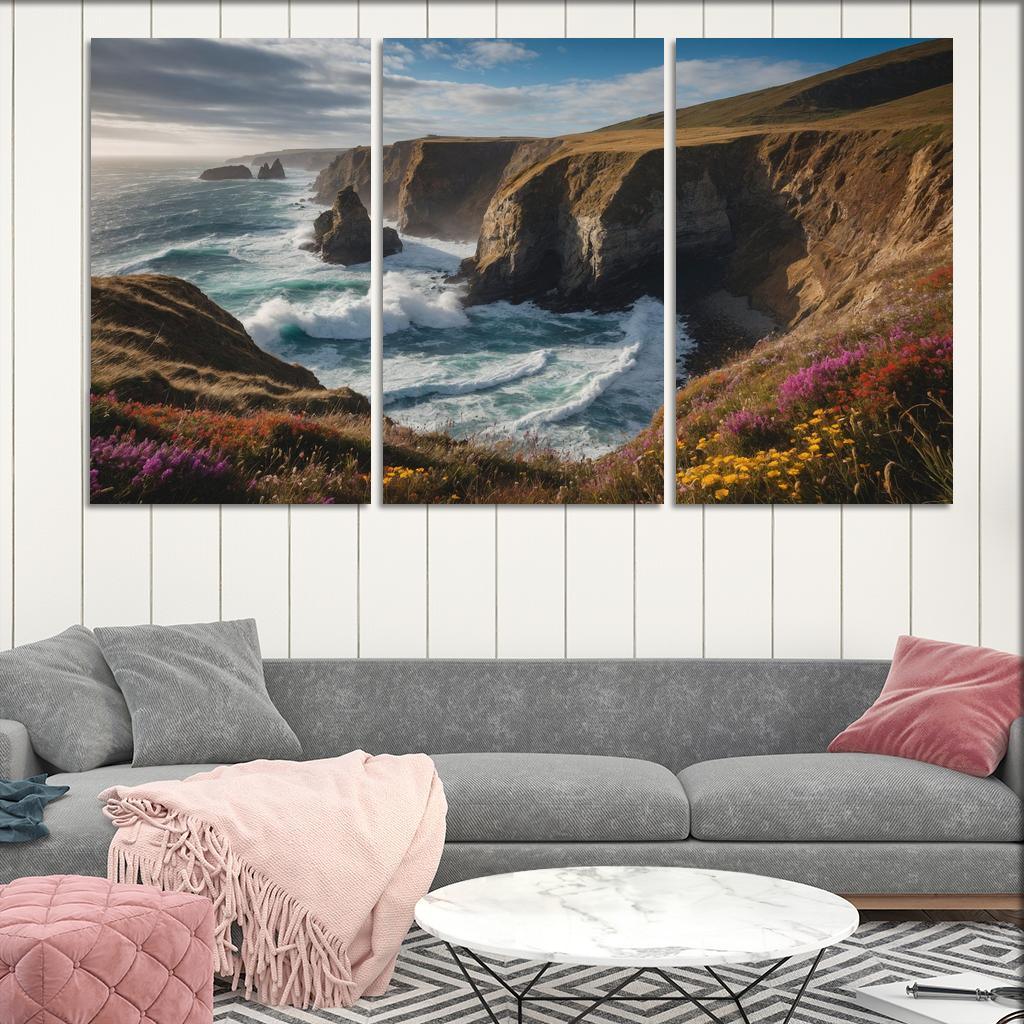 The Glorious Tides Of Coastal Cliffs Oil Paintings Frame