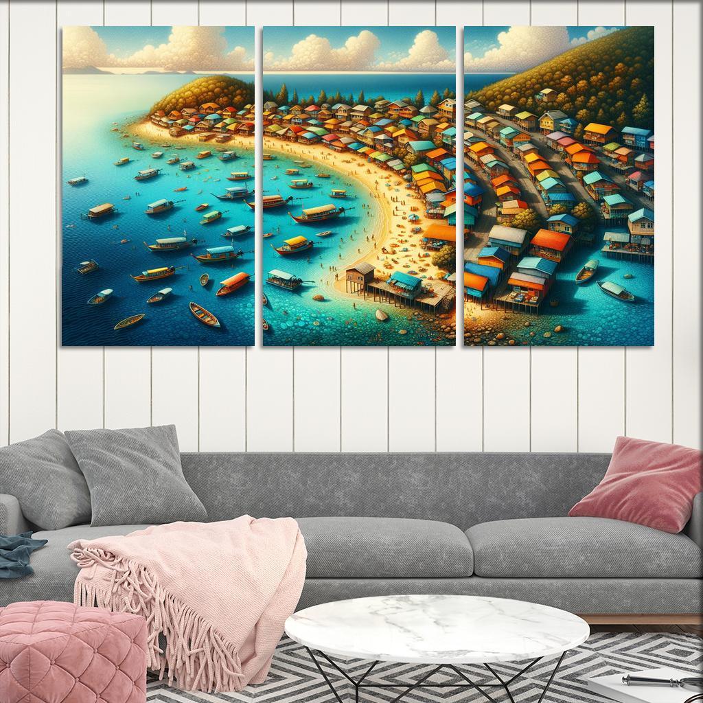 Rainbow Reef Beach Modern Paintings Frame