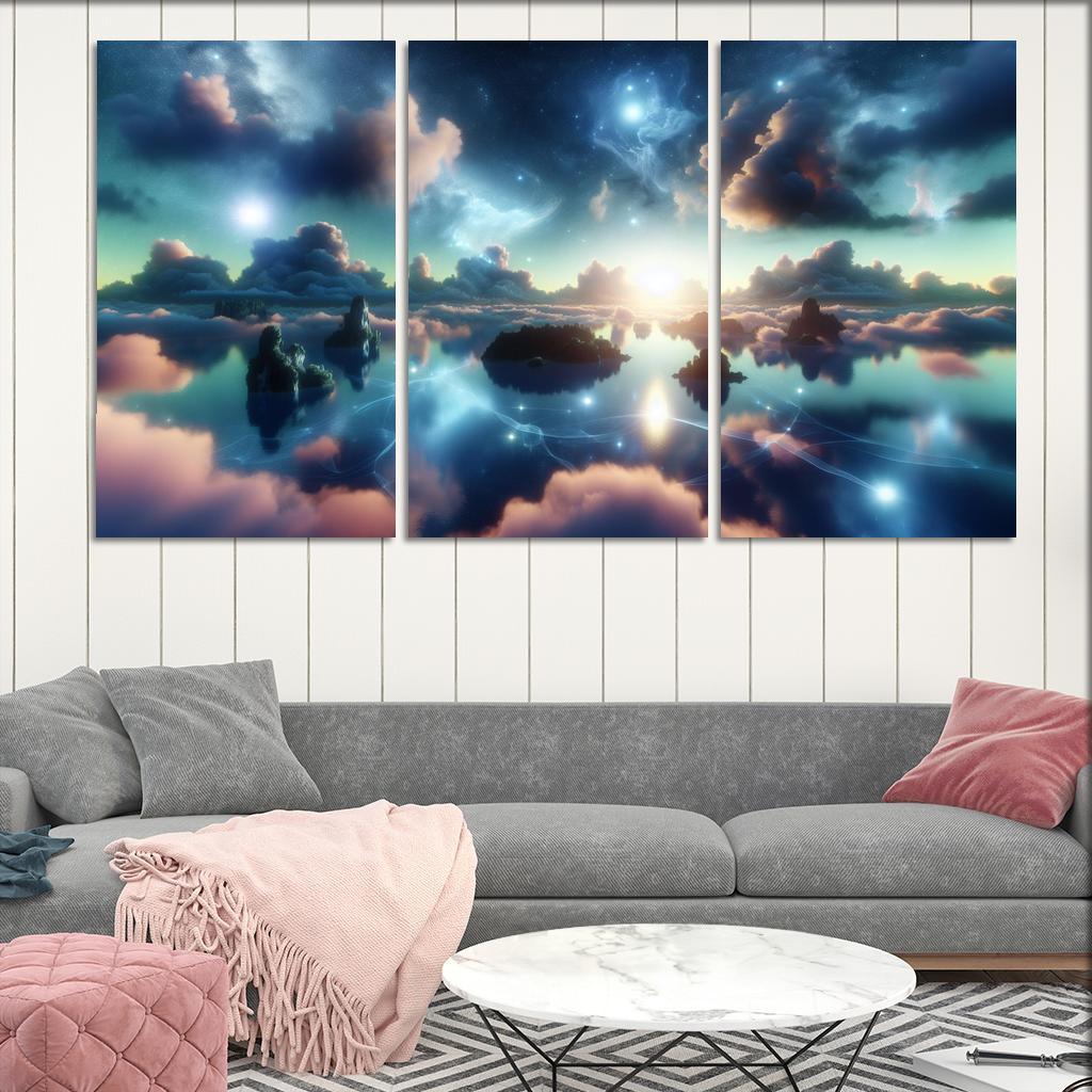 The Dreamweaver's Sanctuary 3 Piece HD Canvas Wall Art-Original Frame