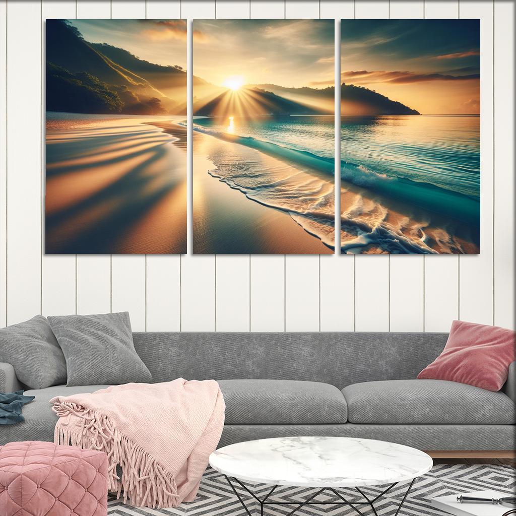 Secluded Sunrise Bay Custom Paintings Frame
