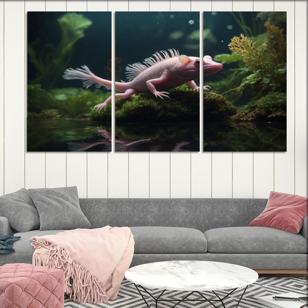 The Mysterious Axolotl Nature's Living Fossil Framed Paintings