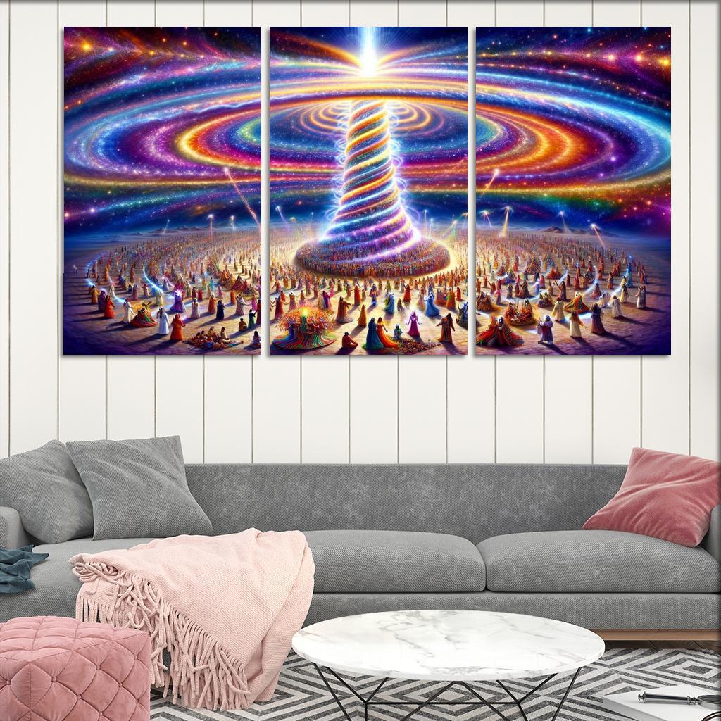 The Aetheric Spiral 3 Piece HD Canvas Wall Art-Original Frame