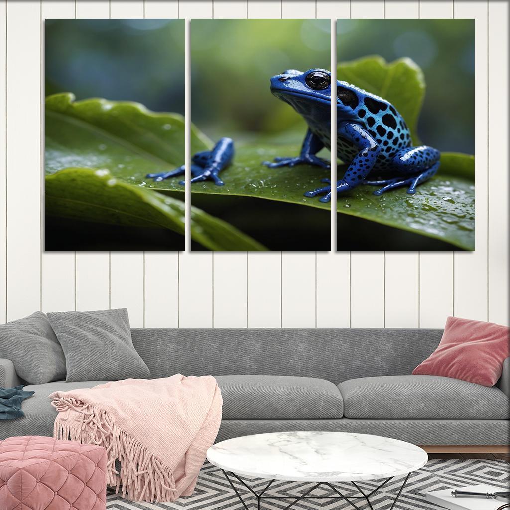 The Enigmatic Blue Poison Dart Frog Canvas Paintings Frame