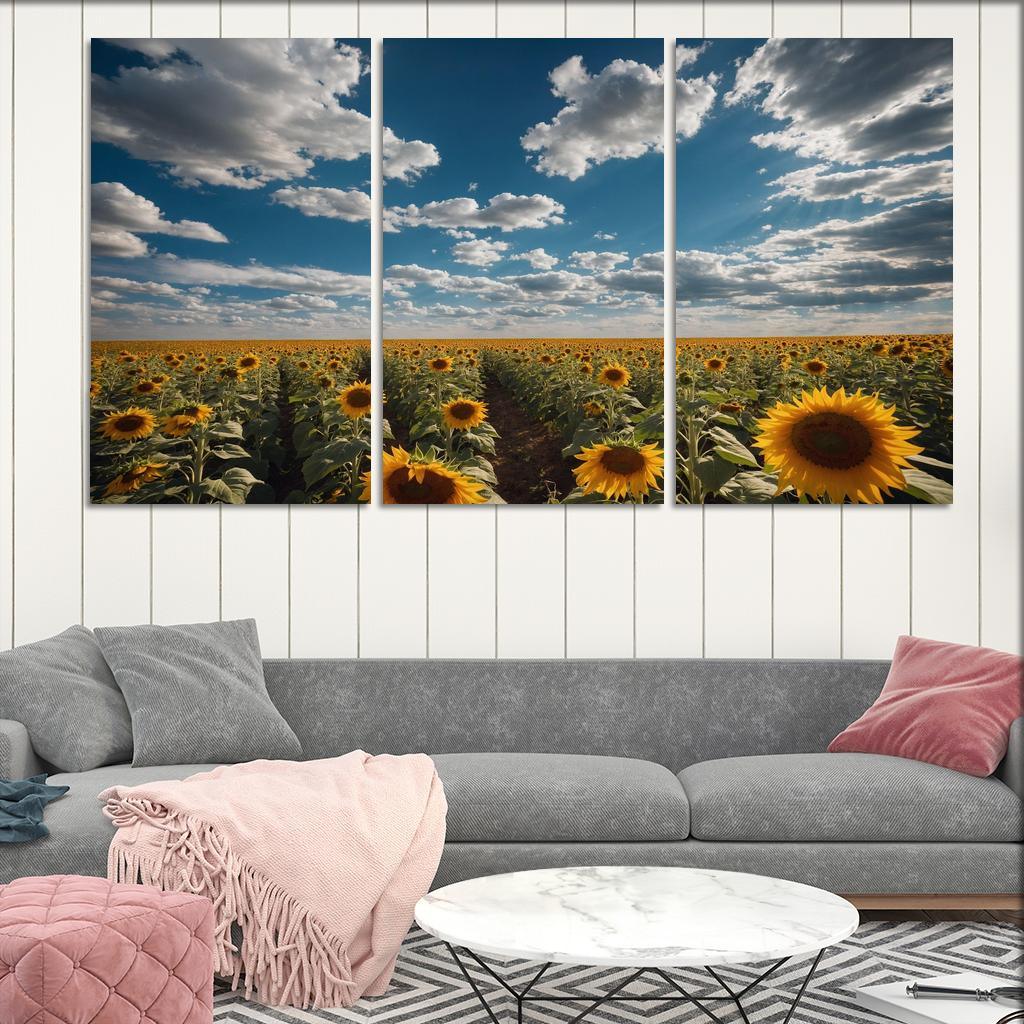 The Radiant Fields Of Golden Sunflowers Oil Paintings Frame