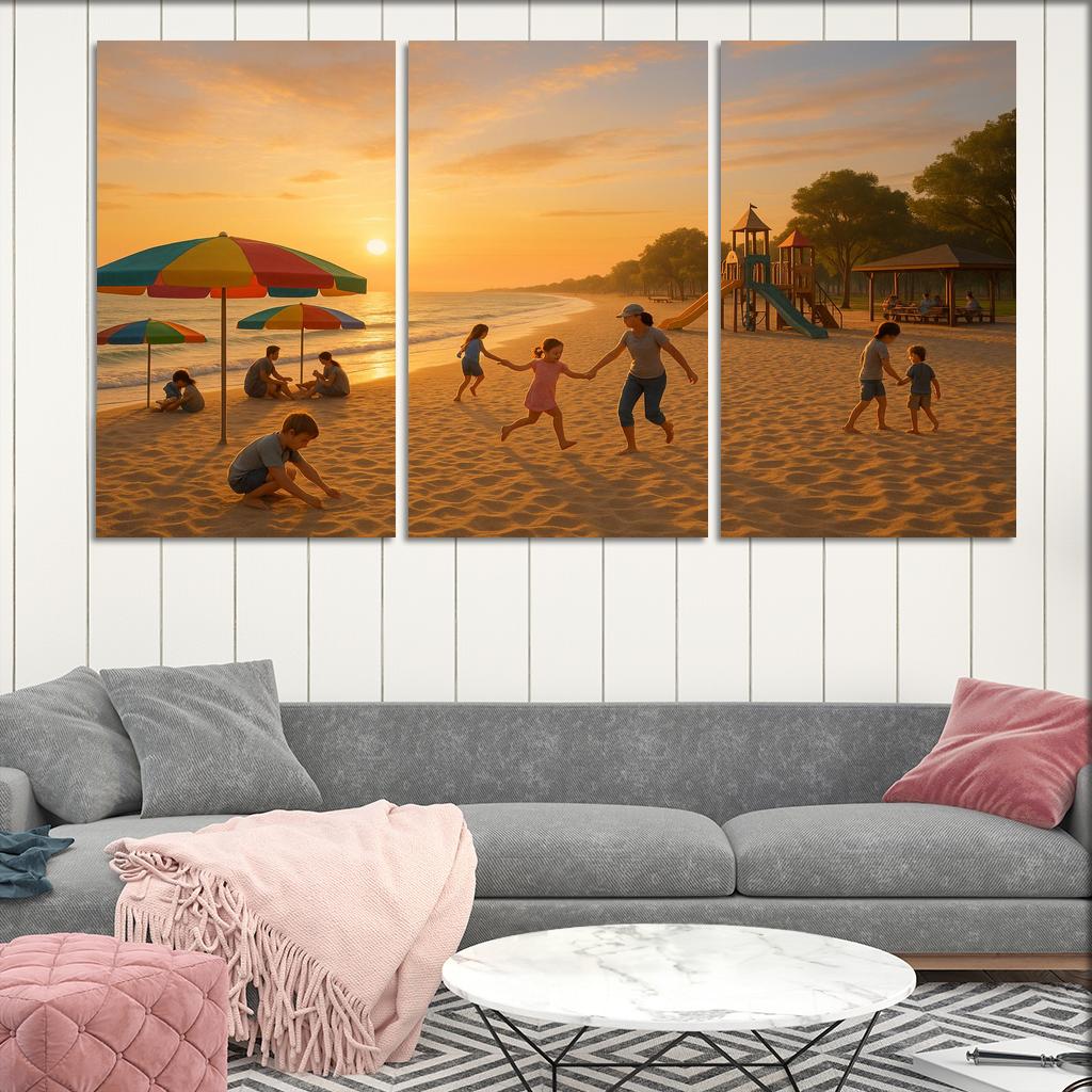 Sunrise Beach Calm And Family Friendly Custom Paintings Frame