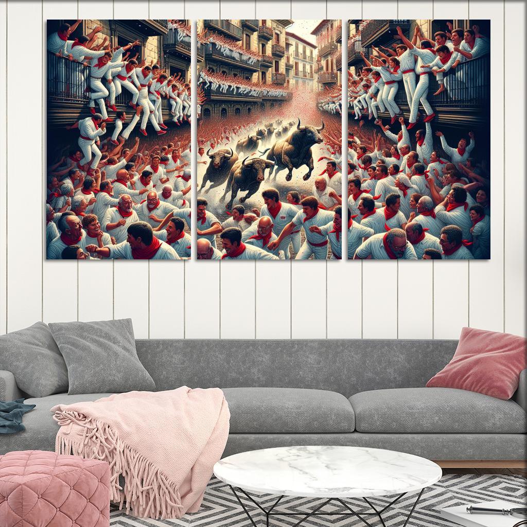 San Fermin Festival - Pamplona Spain Canvas Paintings Frame