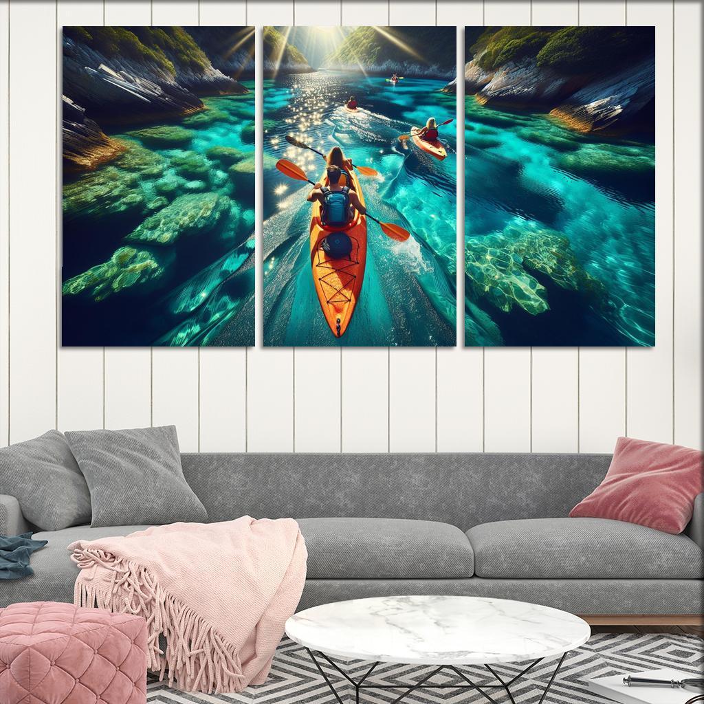 Glistening Waters Kayaking Paradise Abstract Paintings Frame