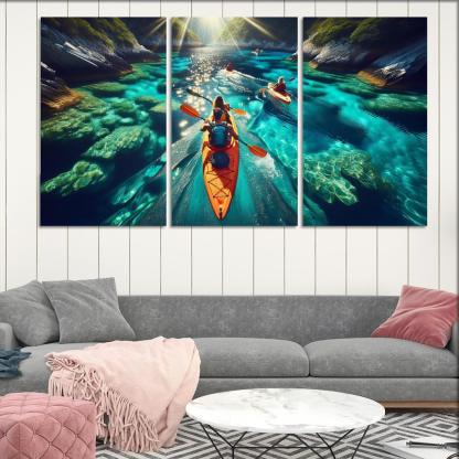 Glistening Waters Kayaking Paradise Abstract Paintings Frame