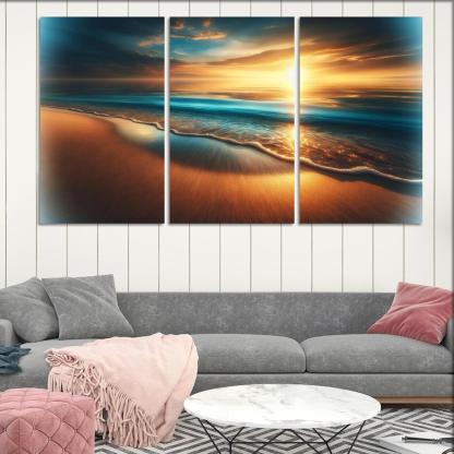 Saltwater Serenity Beach Modern Paintings Frame